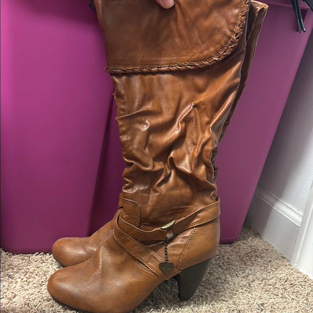 Brown Leather Knee-High Boots